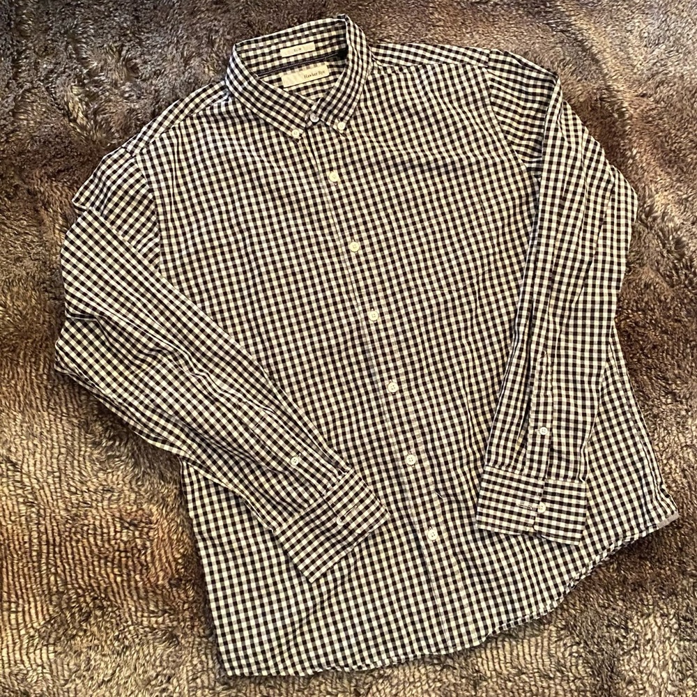 Hawker Rye mens black gingham button up